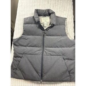 Eddie Bauer Vest Men XL Grey/Black Puffer Goose Down Fill Zip Jacket EUC WARM